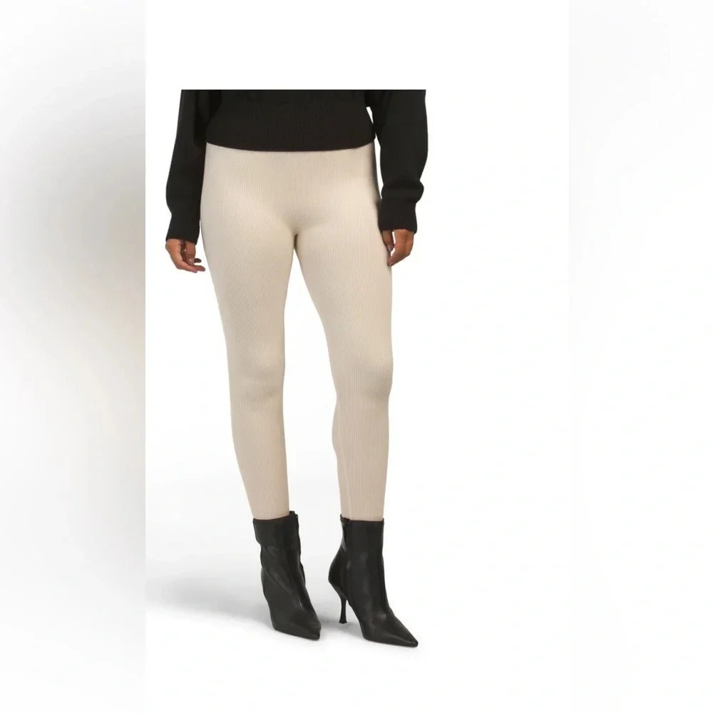 Zara ribbed cream stretch pants size M/L new with tags